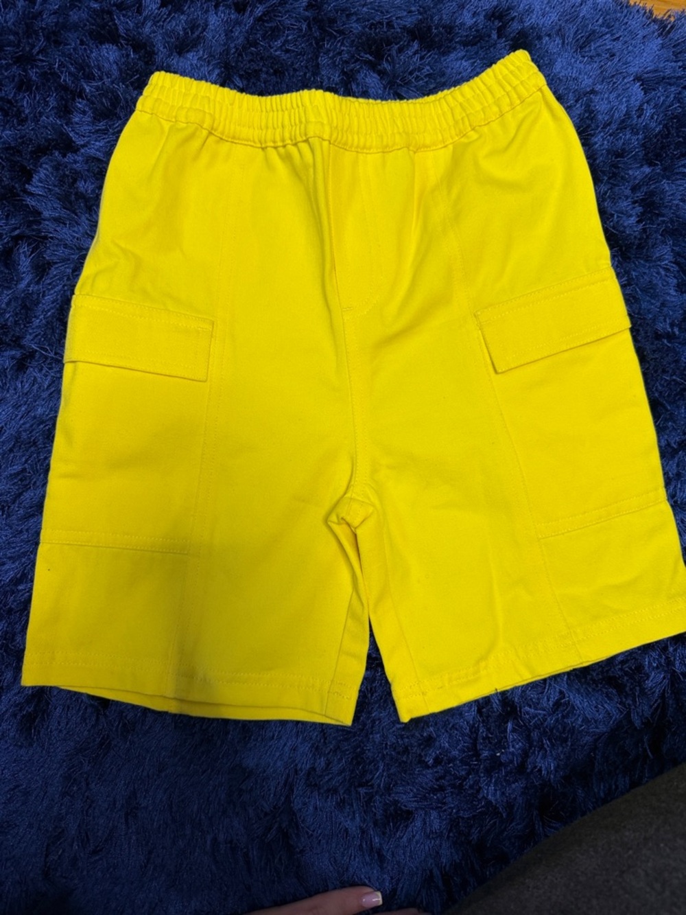Kids Yellow Cargo Shorts - Elastic Waist